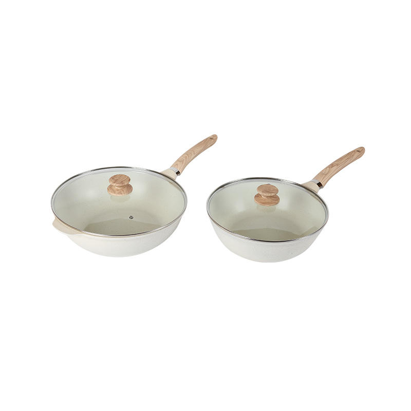Nonstick Smokeless Die-cast Wok Pan with Glass Lid
