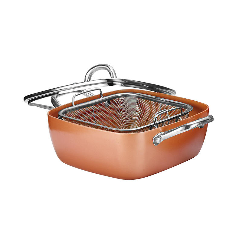 Double Handle Square Nonstick Stock Pot Set with Lid