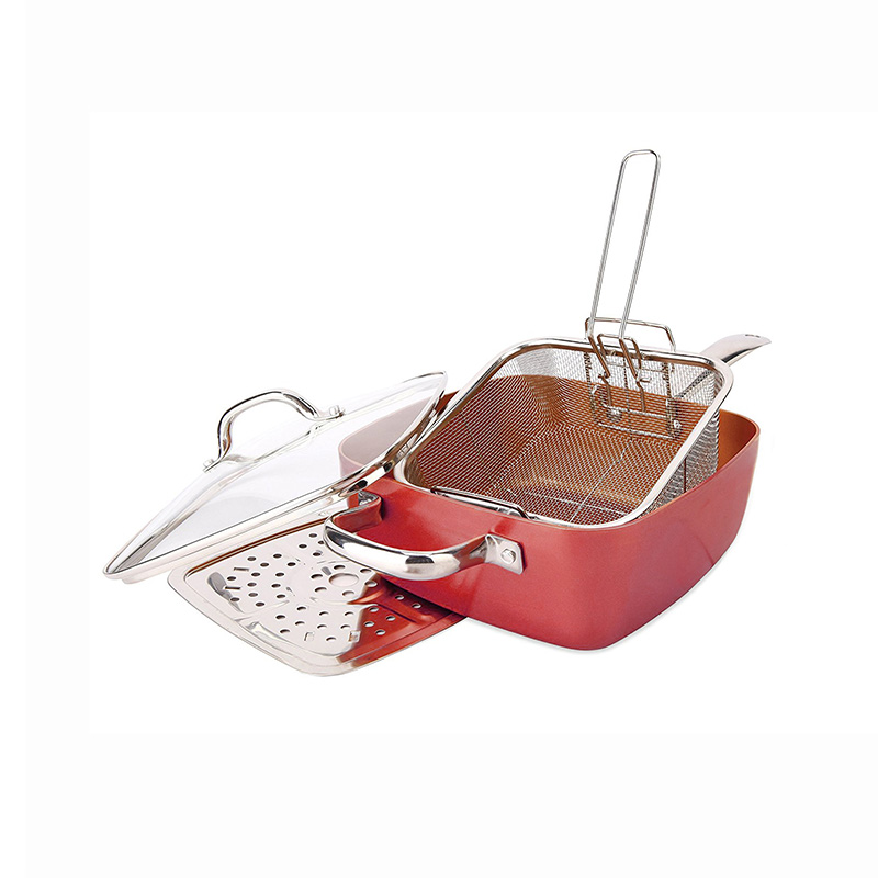 What do you know about the advantages of the square nonstick deep frying stock pot set with lid and strainer？