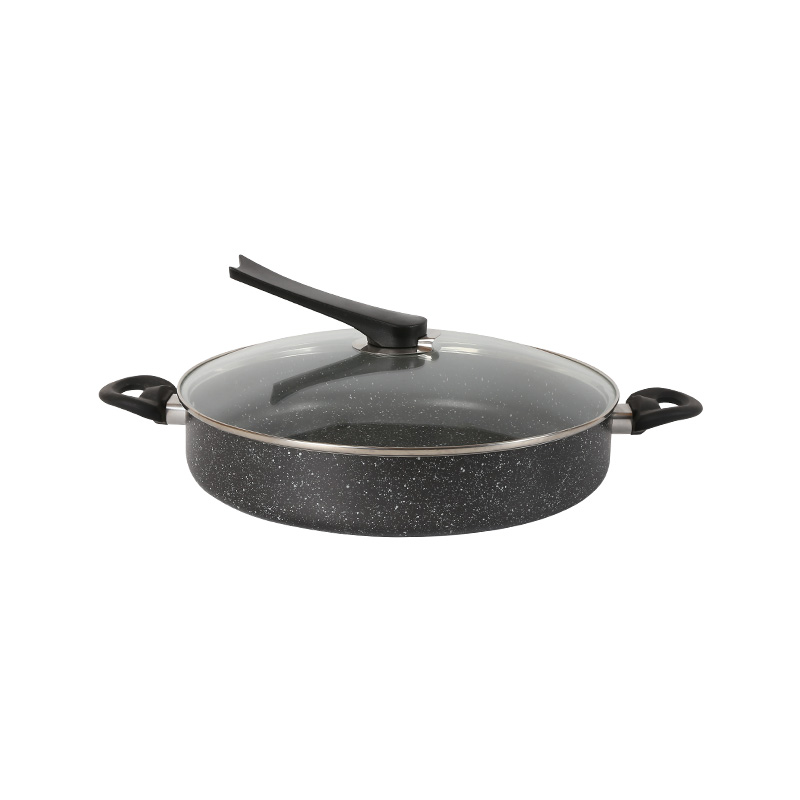 Aluminum Nonstick Double Ear Deep Fry Chicken Pot with Lid