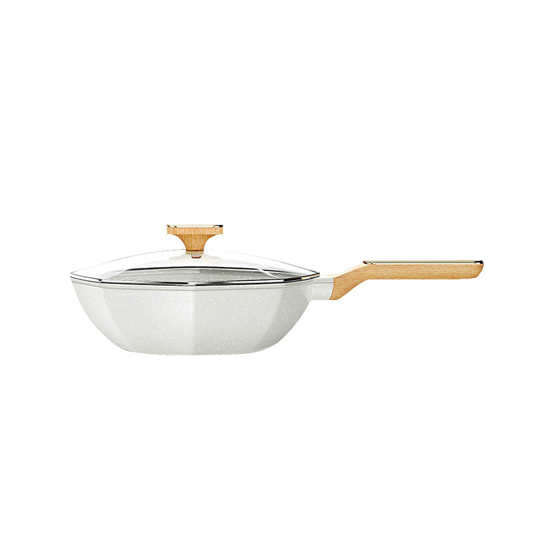 Single Handle Nonstick Octagonal Wok with Lid