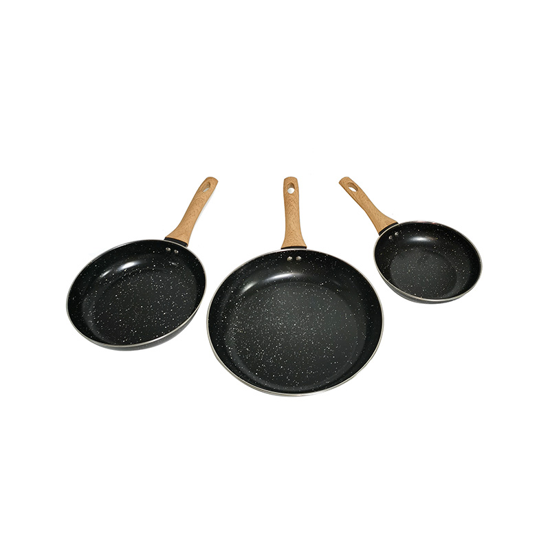 Carbon Steel Nonstick Fry Pan with Wood Grain Handle